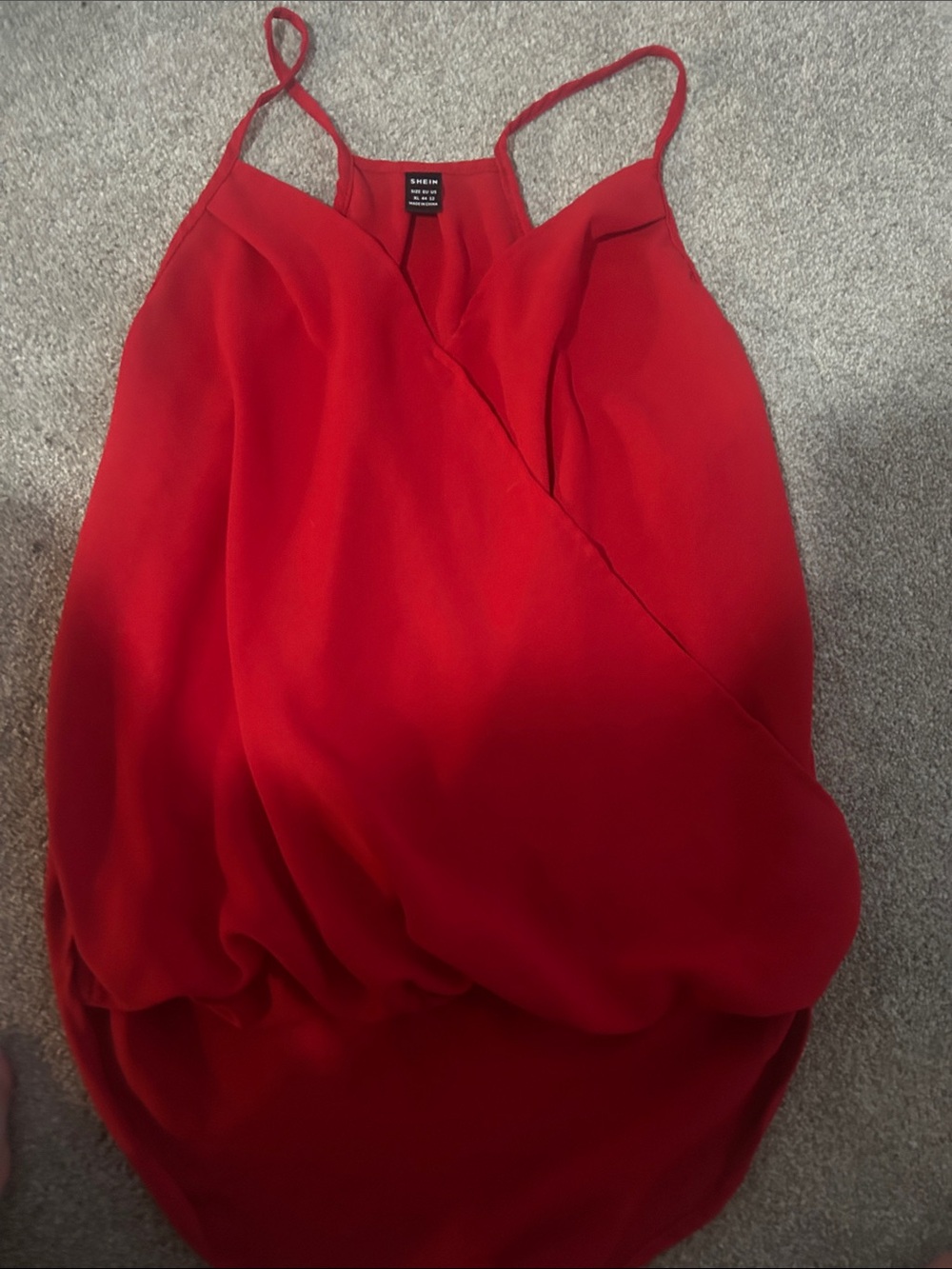 SHEIN Red Wrap-Front Spaghetti Strap Camisole